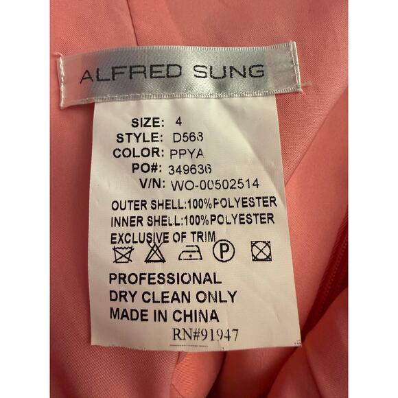 Alfred Sung Cap Sleeve Bridesmaid Cocktail Dress Women’s Size 4 Papaya Pink D568 - Picture 8 of 9